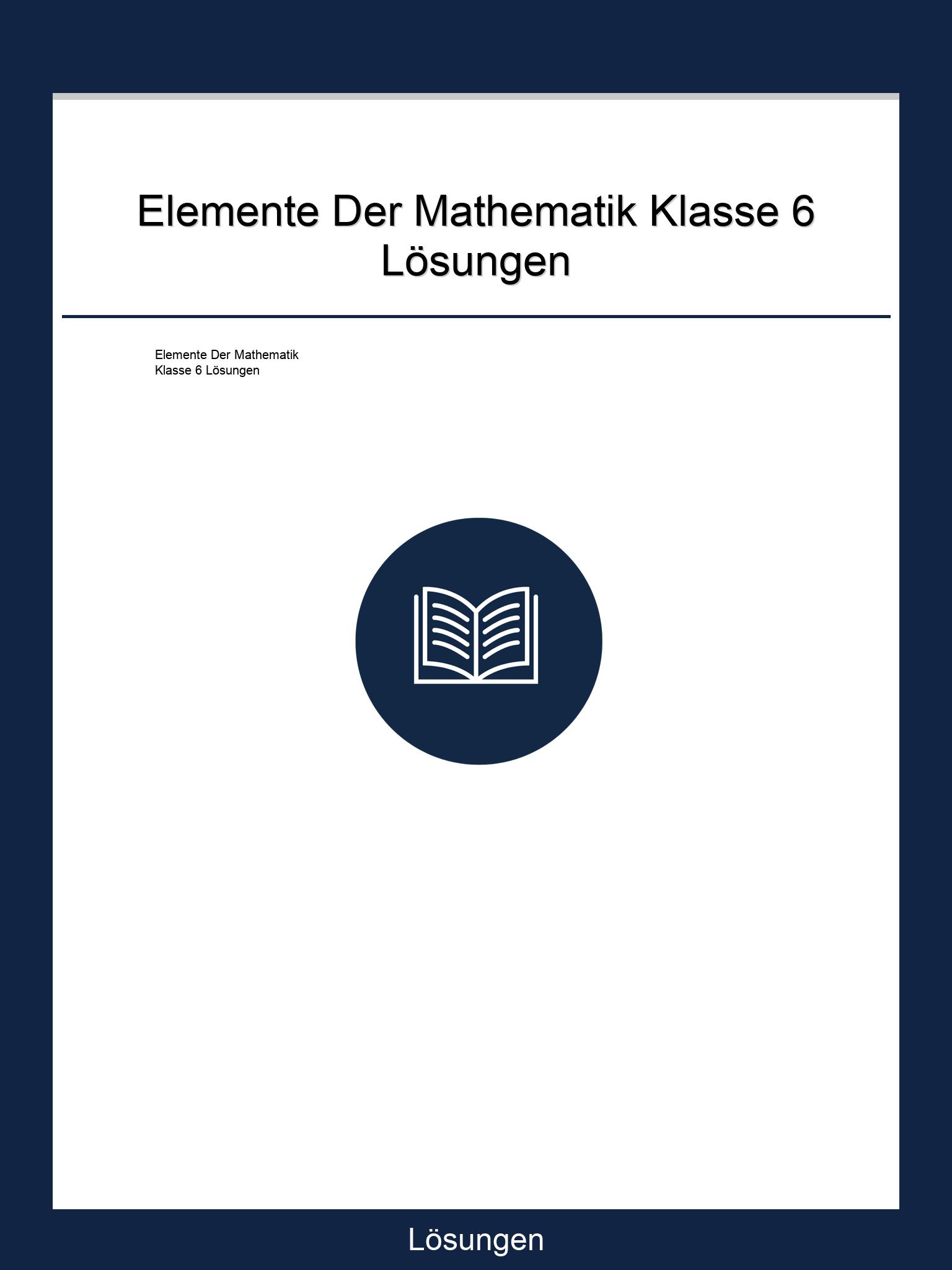 Elemente Der Mathematik Klasse 6 Lösungen PDF