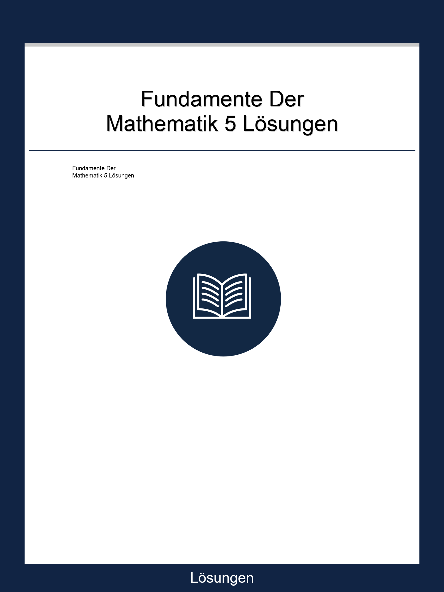 Fundamente Der Mathematik 5 Lösungen PDF