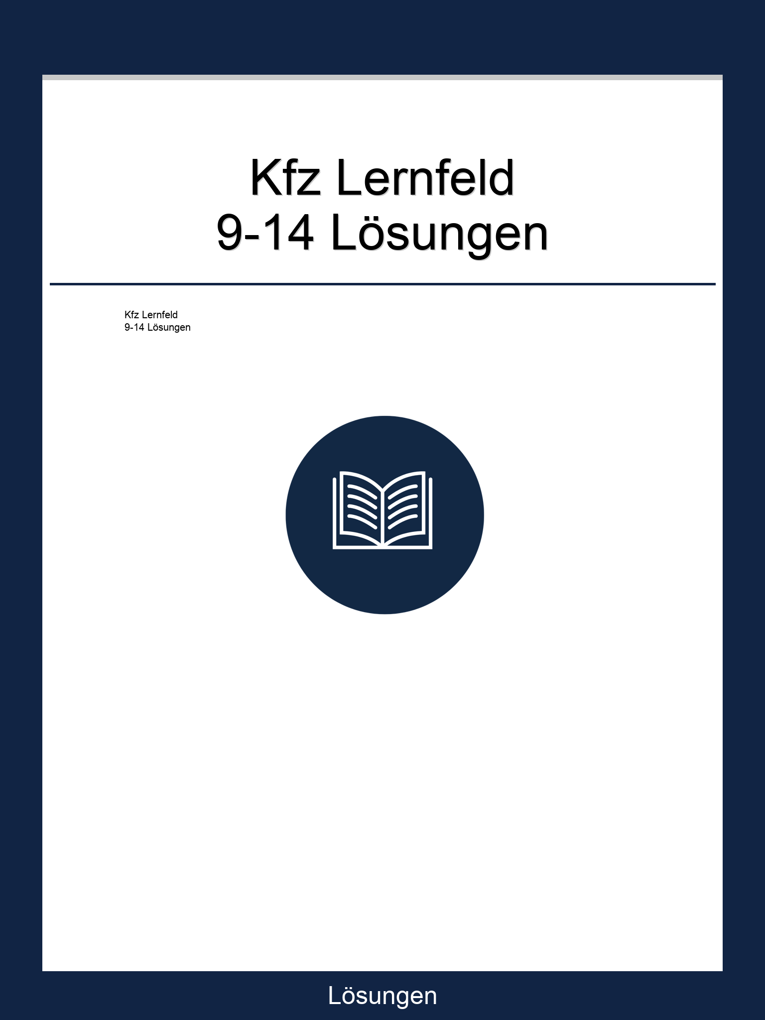 Kfz Lernfeld 9-14 Lösungen PDF