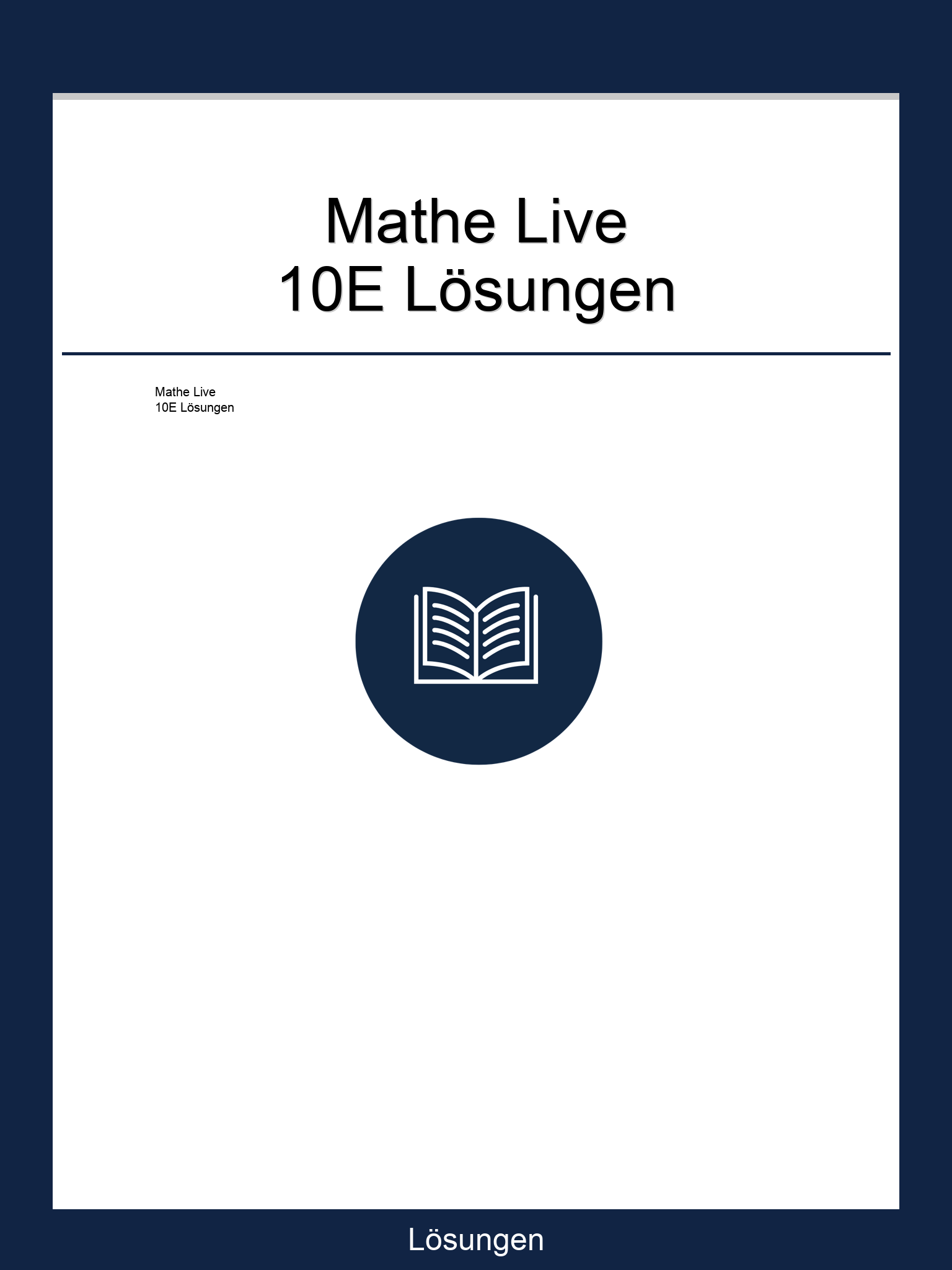 Mathe Live 10E Lösungen PDF