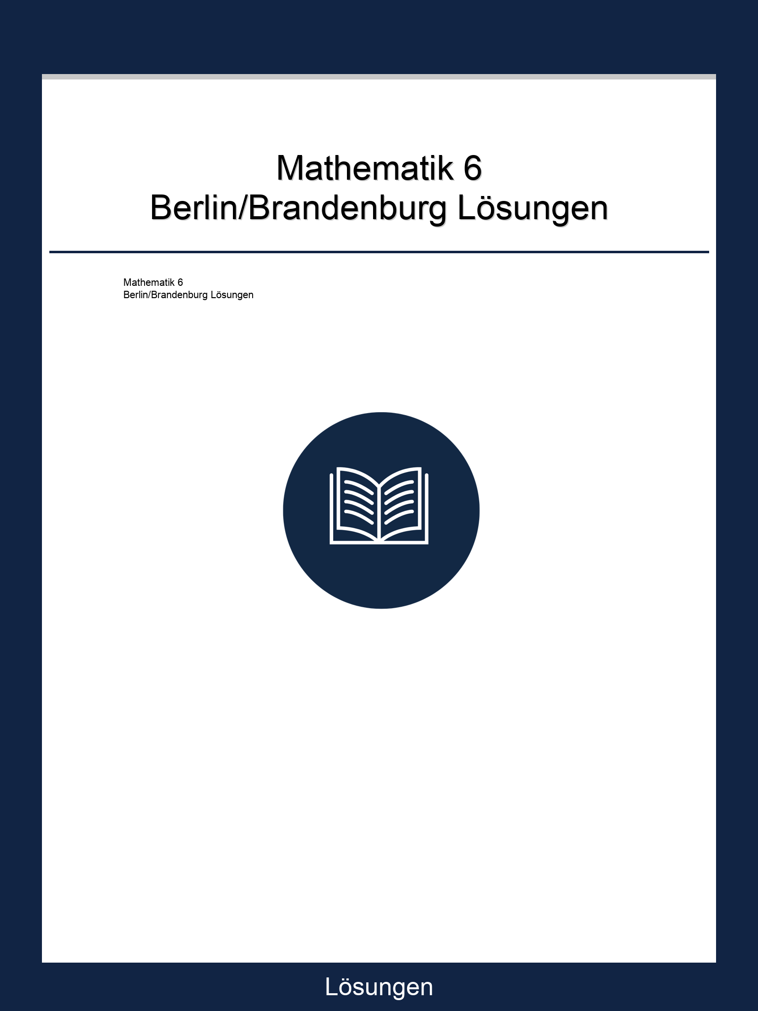 Mathematik 6 Berlin/Brandenburg Lösungen PDF