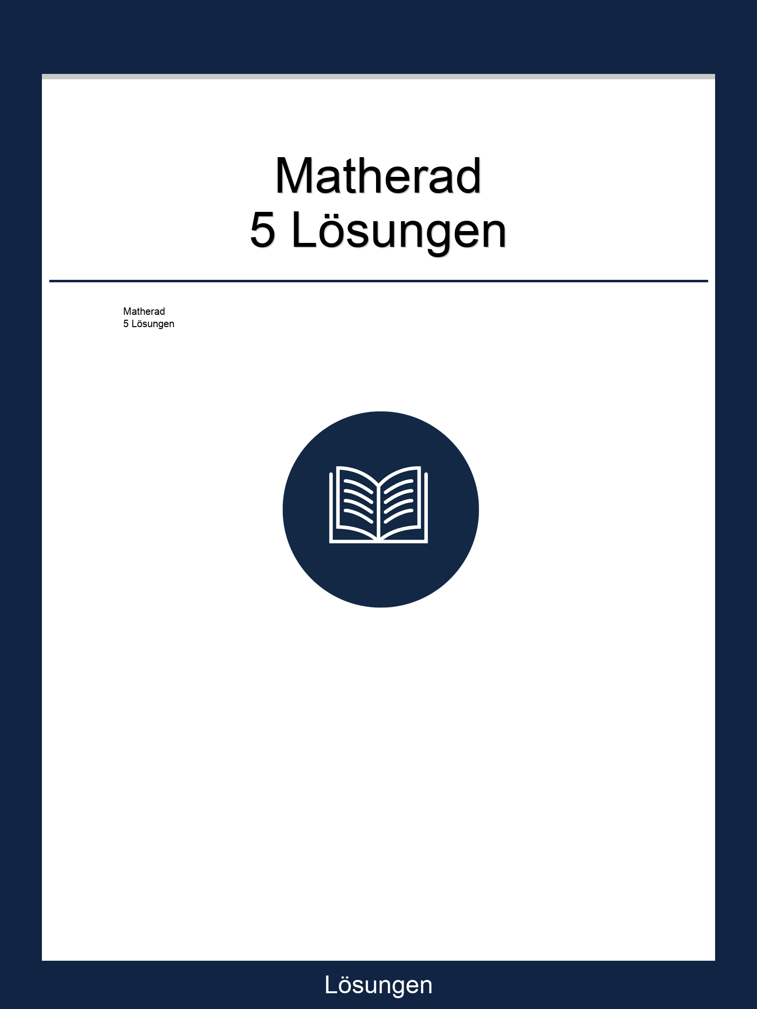 Matherad 5 Lösungen PDF