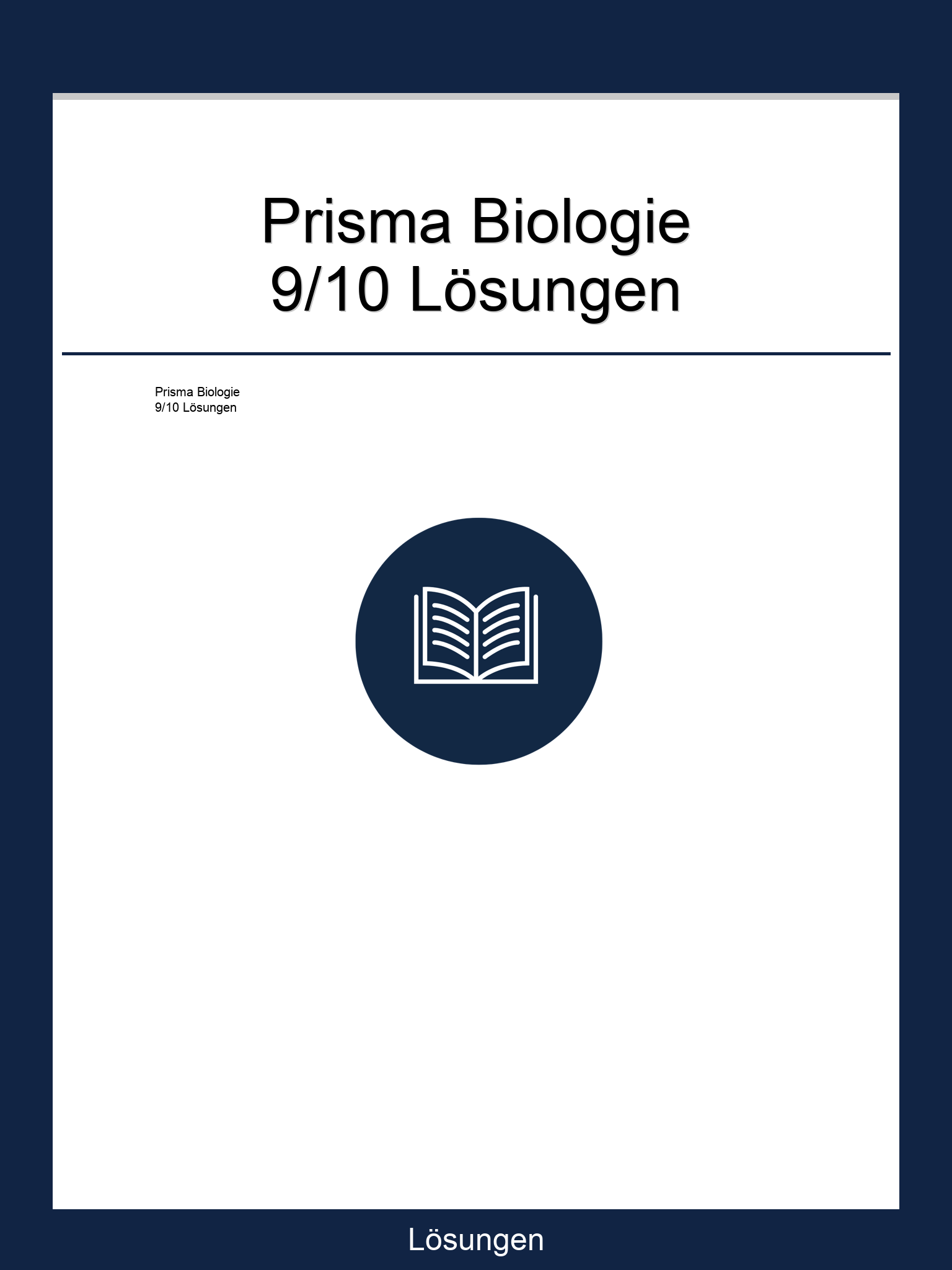 Prisma Biologie 9/10 Lösungen PDF