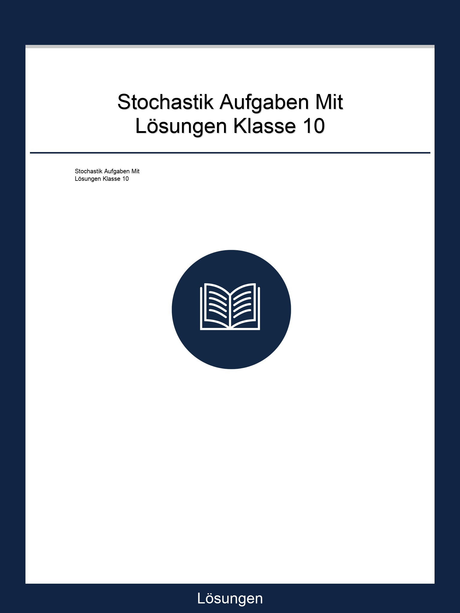 Stochastik Aufgaben Mit Lösungen Klasse 10 PDF